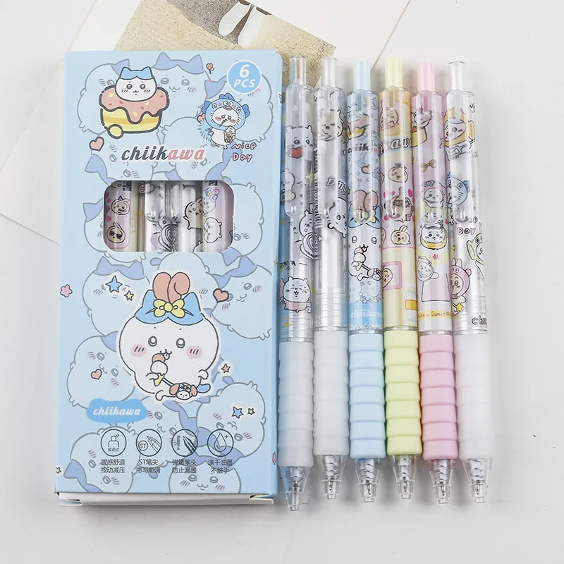 

6 шт., гелевые ручки MINISO Chiikawa, черные