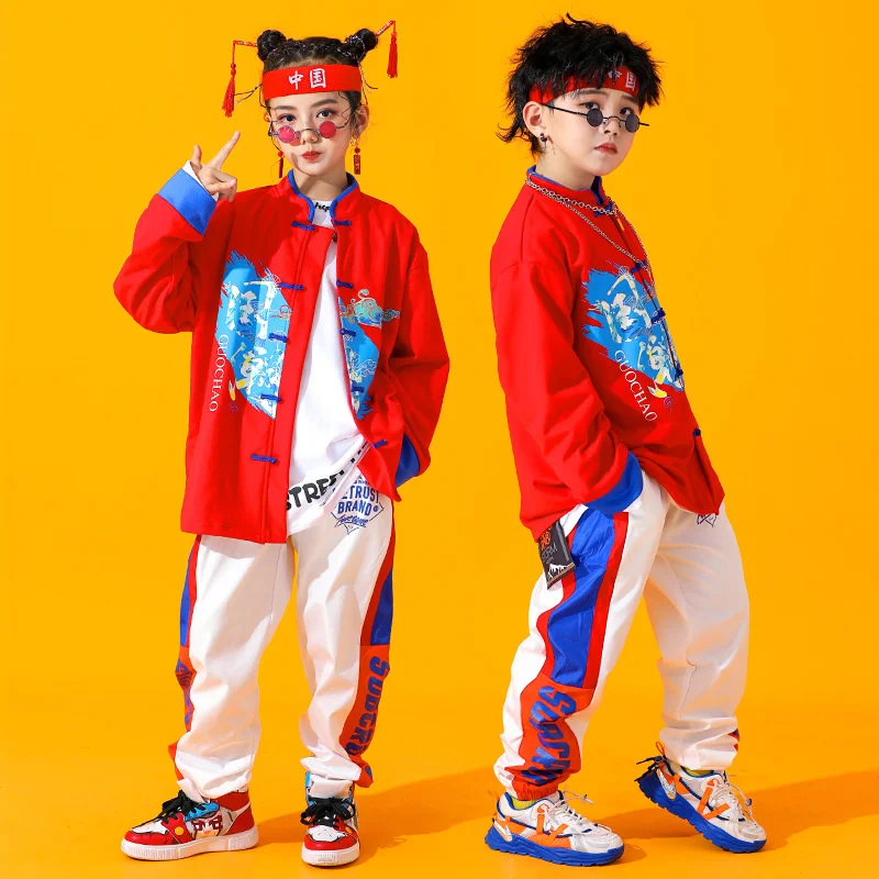 

Детский праздничный костюм Hanfu в китайском стиле для начальной школы, костюм в стиле хип-хоп