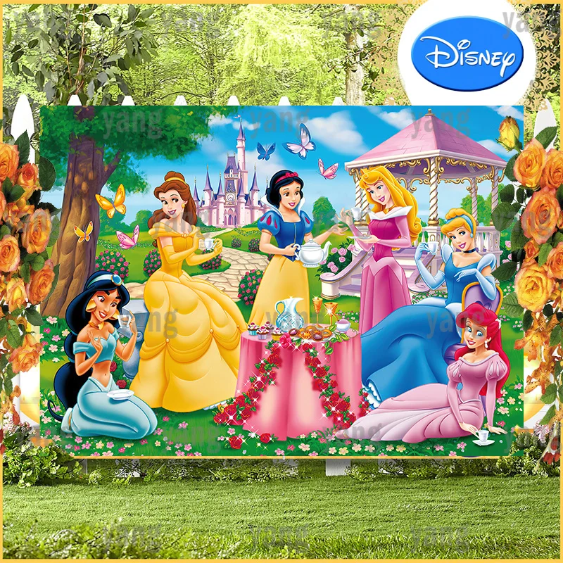 Disney Princess Sleeping Beauty Cinderella Jasmine Birthday Party Magic Pink Castle Wedding Backdrop Background Decoration Shoot