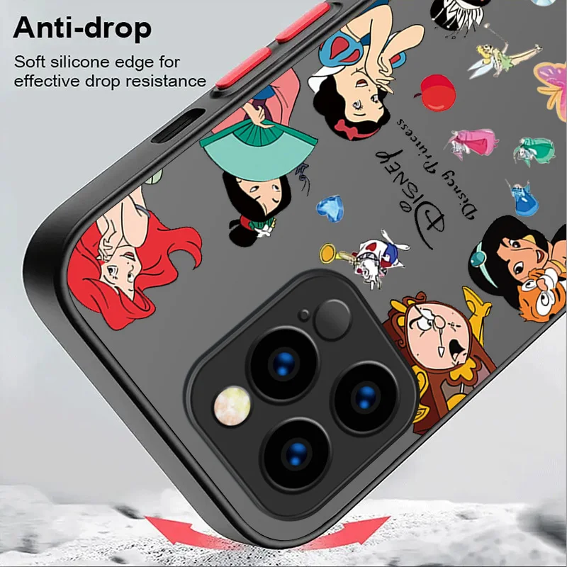 Disney Princess Phone Case For iPhone 16 15 14 13 12 11 Pro Max X XR XS 7 8 Plus SE 2020 Shockproof Matte Hard PC Bumper Cover