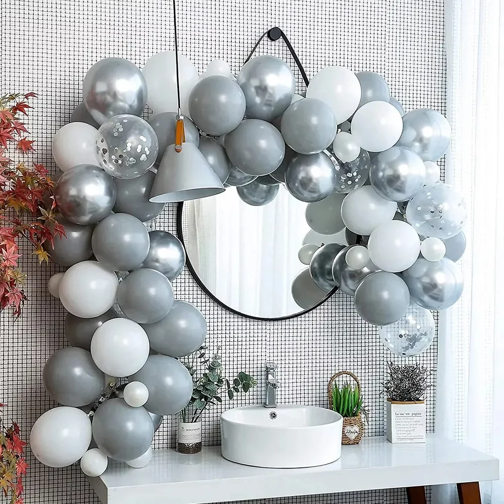 

Великолепные серебристые и серые металлические белые воздушные шары из алюминиевой фольги для свадьбы, дня рождения, украшение для будущей мамы-Fanta