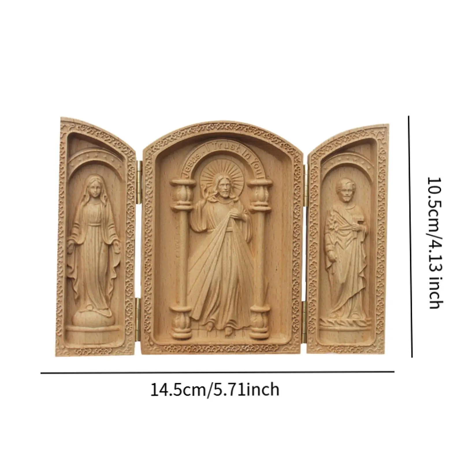Религиозная Статуя Триптих-декоративная Скульптура Иисуса Деревянное Ремесло