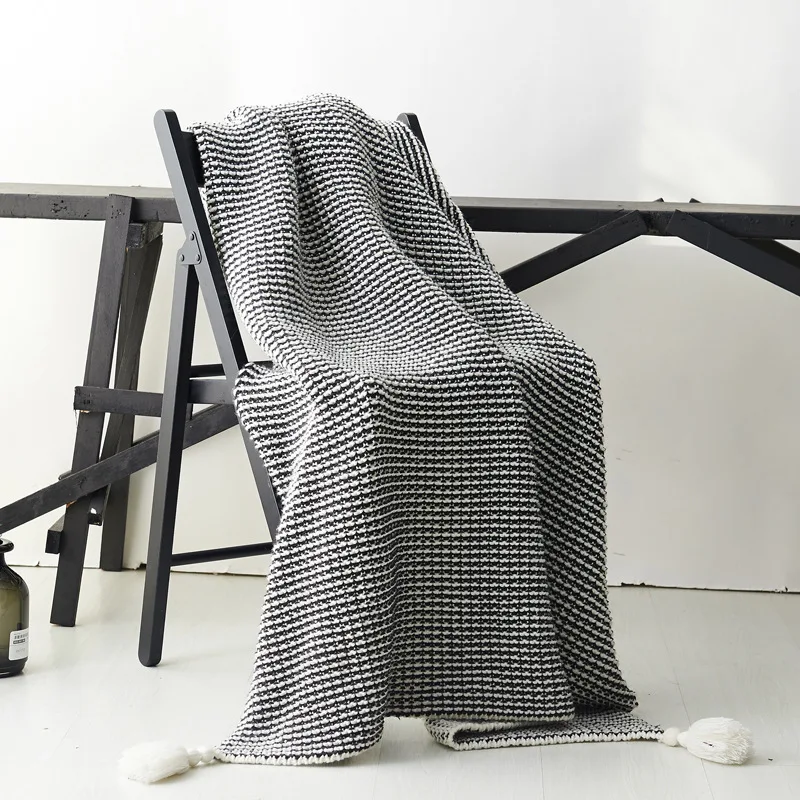 

Knitted Thread Blanket Waffle Acrylic Wool Blanket Office Lunch Break Blanket Air-Conditioning Blanket Photo Props Fuffy Blanket