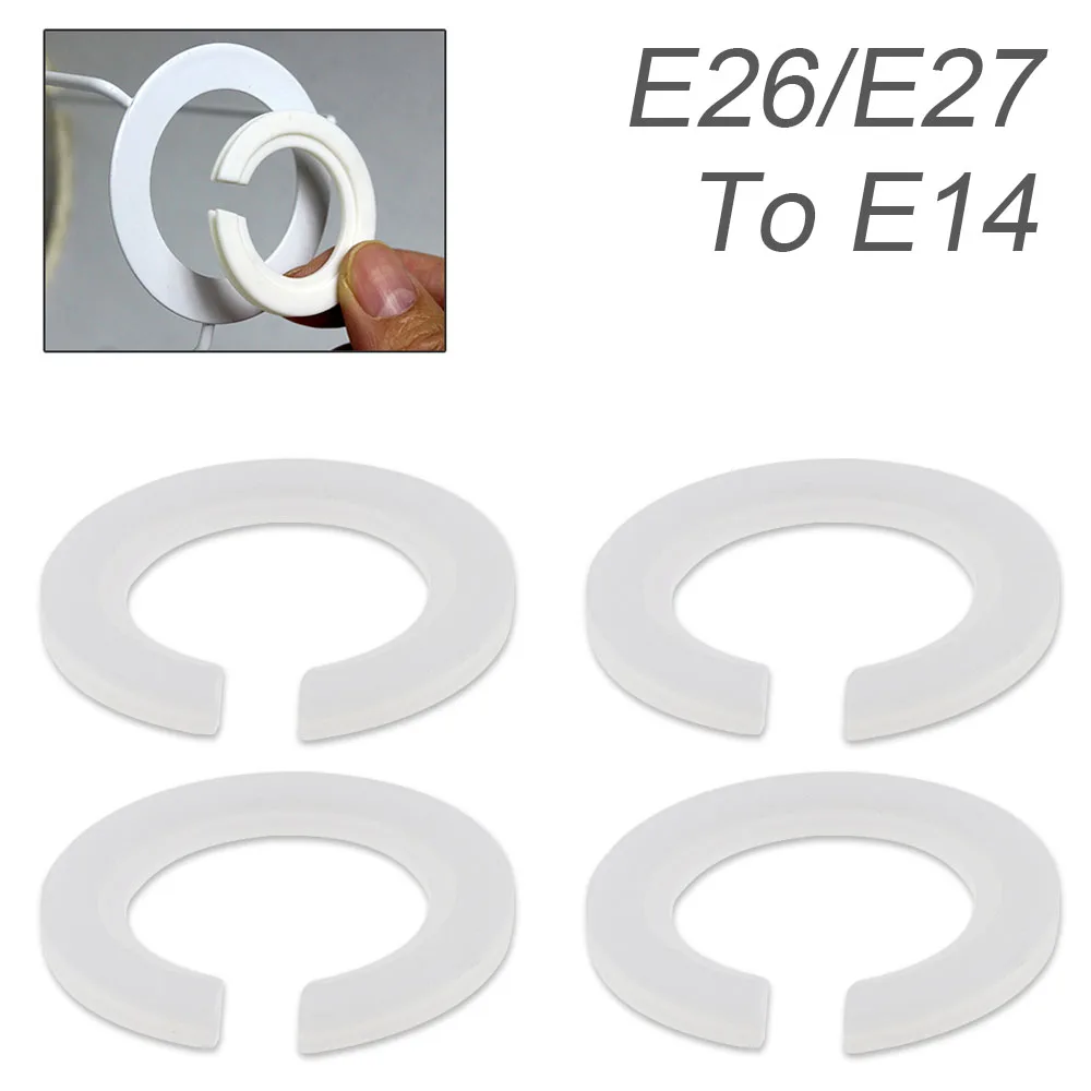 

4pcs E26/ E27 to E14 Lampshade Ring Adapter White Light Shades Socket Reducing Ring Bulb Holder Plastic Lamp Shade Accessories