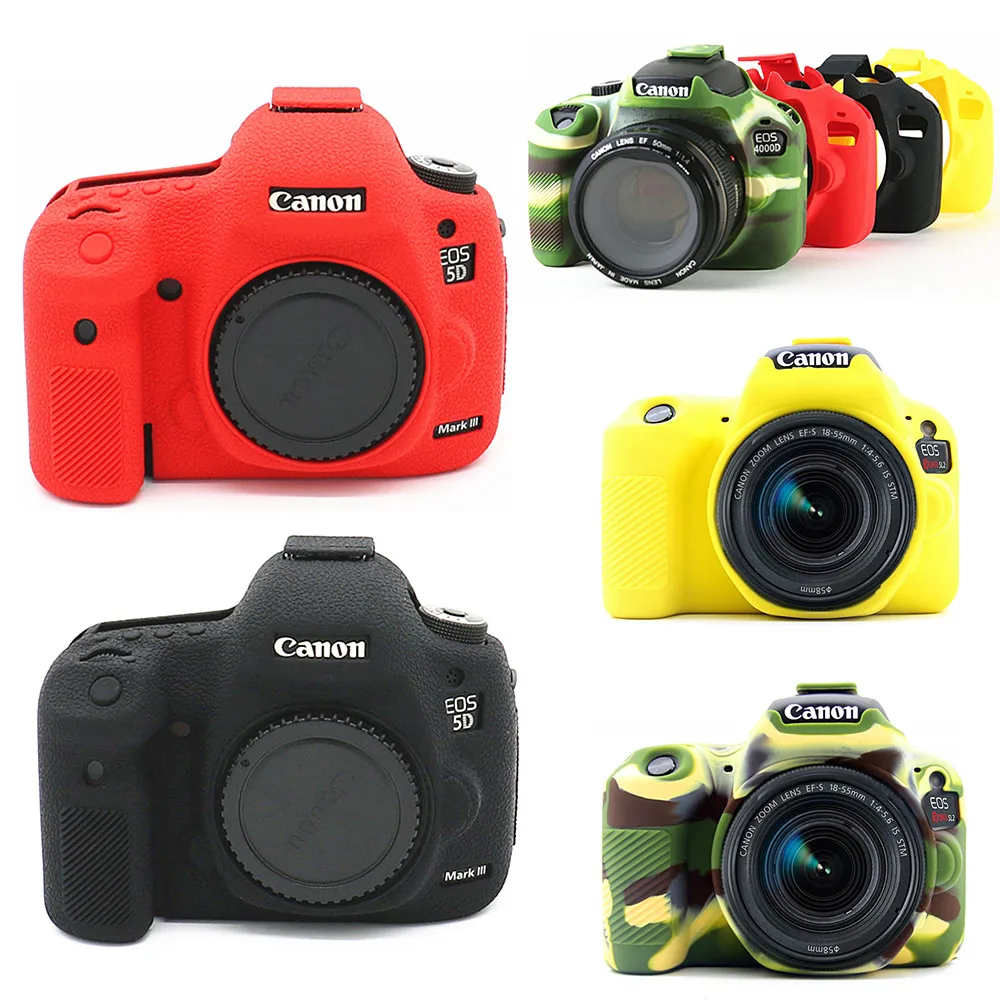 

Silicone Skin Case DSLR Camera Bag Cover for Canon EOS R 6D 7D 80D 800D 750D 4000D 5DSR 5D Mark III IV 5D3 5D4 200D SL2 T100 T7i