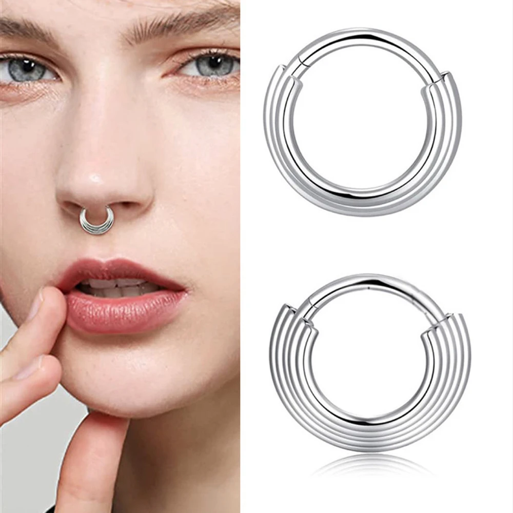 

Doearko 1pcs G23 Titanium Helix Earring Nose Piercing Jewelry Facing Triple Lined Nostril Septum Ring Nose Hoop Ear Cartilage