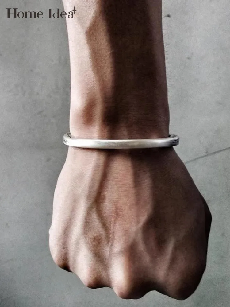 

999 Sterling Silver Bracelet for Men Solid Vintage Design Carving Handmade Cuff Bracelet Silver Jewelry