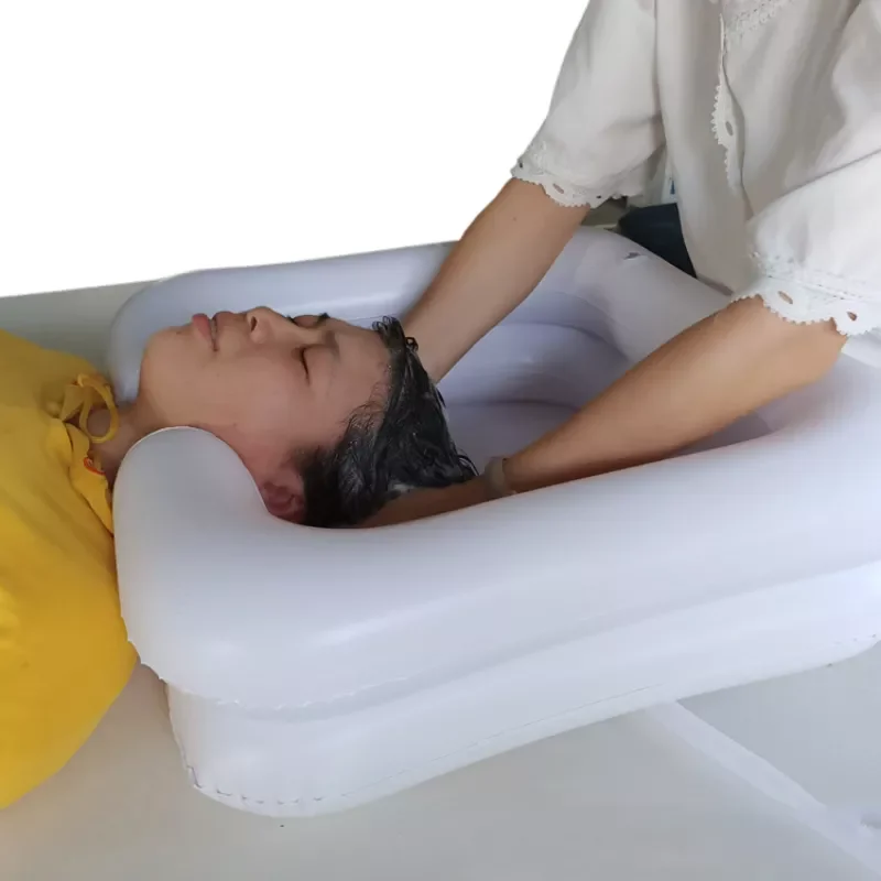 

Portable Hair Washing Basin With Drain Tube For The Disabled Inflatable Shampoo Basin Tub Bed Rest Nursing Aid Sink Shampoo Tray