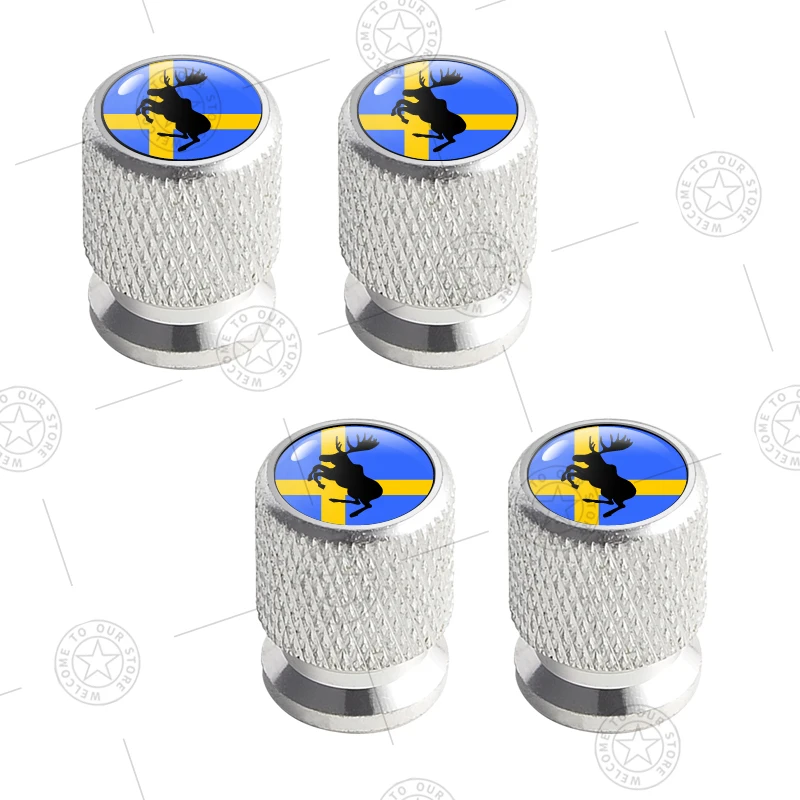 

4 шт., логотип с флагом оленя и Швеции, колпачки для клапанов шин автомобиля, воздушный шток, алюминиевые аксессуары для Volvo XC40 XC60 XC90 V40 V60 V90