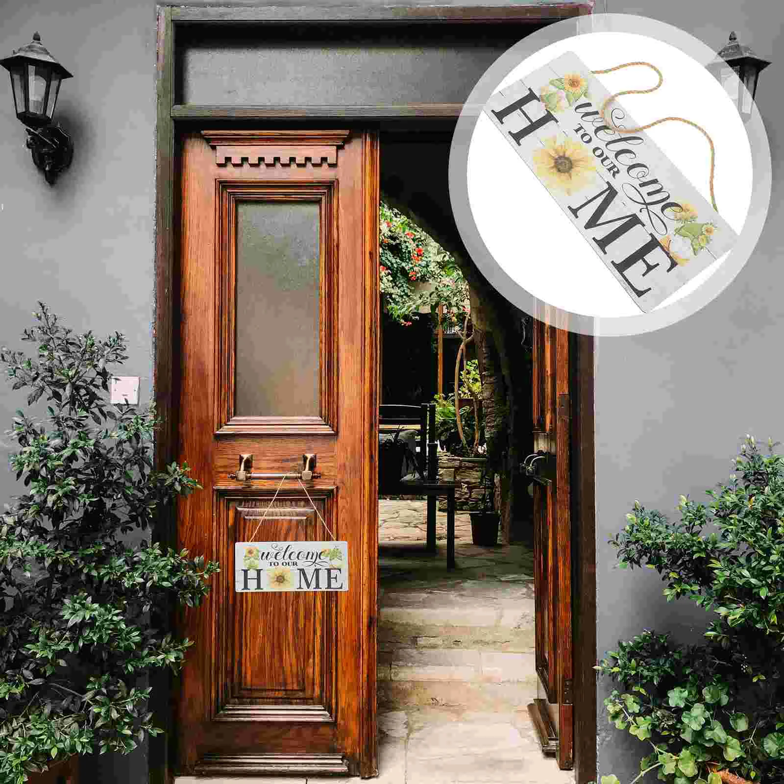 

Front Door Sign Hanging Wooden Plaque Plate Pendant Decorations Welcome Ornament Rope Farmhouse