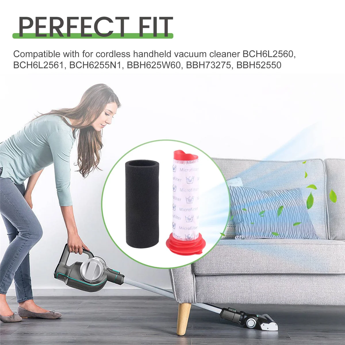 Комплект из 4 фильтров для ручного пылесоса Bosch Athlet фильтр BCH6L2560 BCH6L2561BCH6ZOOO