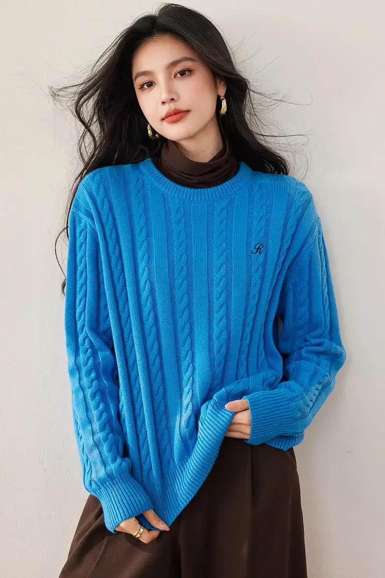 Новинка 2024 осенне-зимний женский свободный базовый пуловер свитер высокого