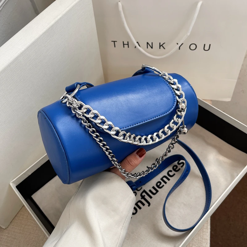 

Women's Bag Personalized Box Cylinder Bag New Designer Bead Crossbody Bag PU Shoulder Bag Acrylic Chain Handbag and Purse Female