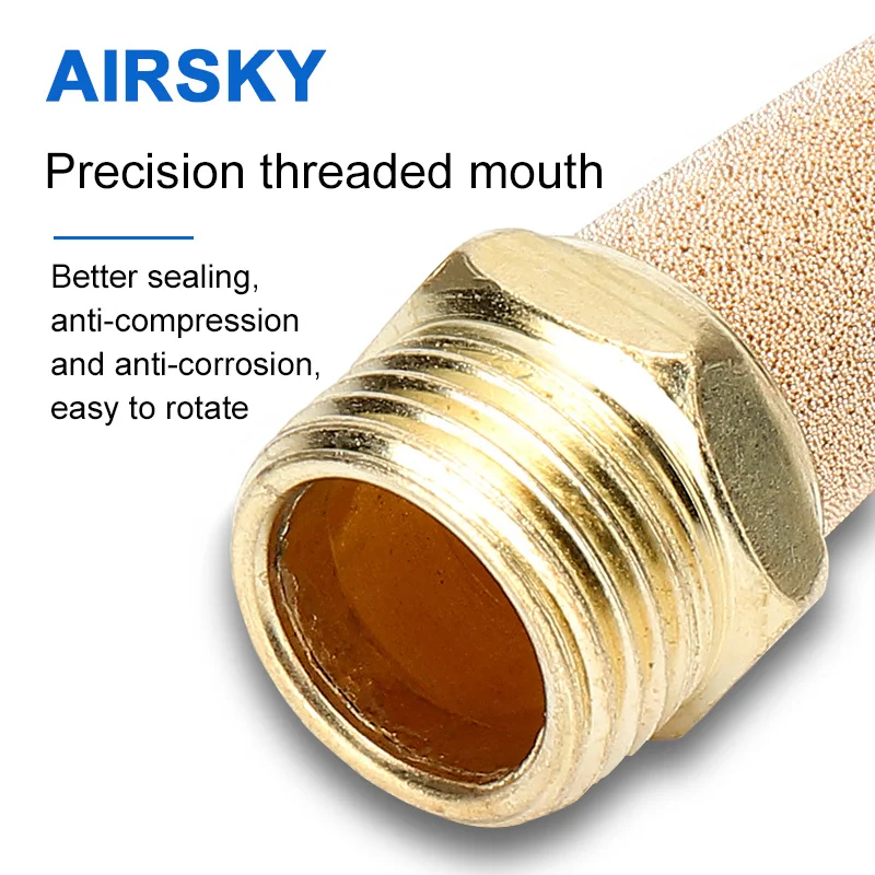 Pneumatic Silencers Air Brass Exhaust Muffler M5 1/8 1/4 3/8 1/2" Fitting Noise Filter Reducer Connector Copper Adjustable Bsl |