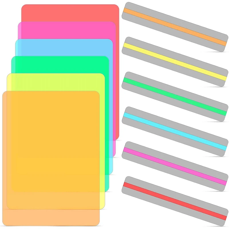 

12 Pcs Guided Reading Strips Set Colored Overlays Dyslexia Tools Correction Gels Lighting Filter Plastic Sheets Bookmark