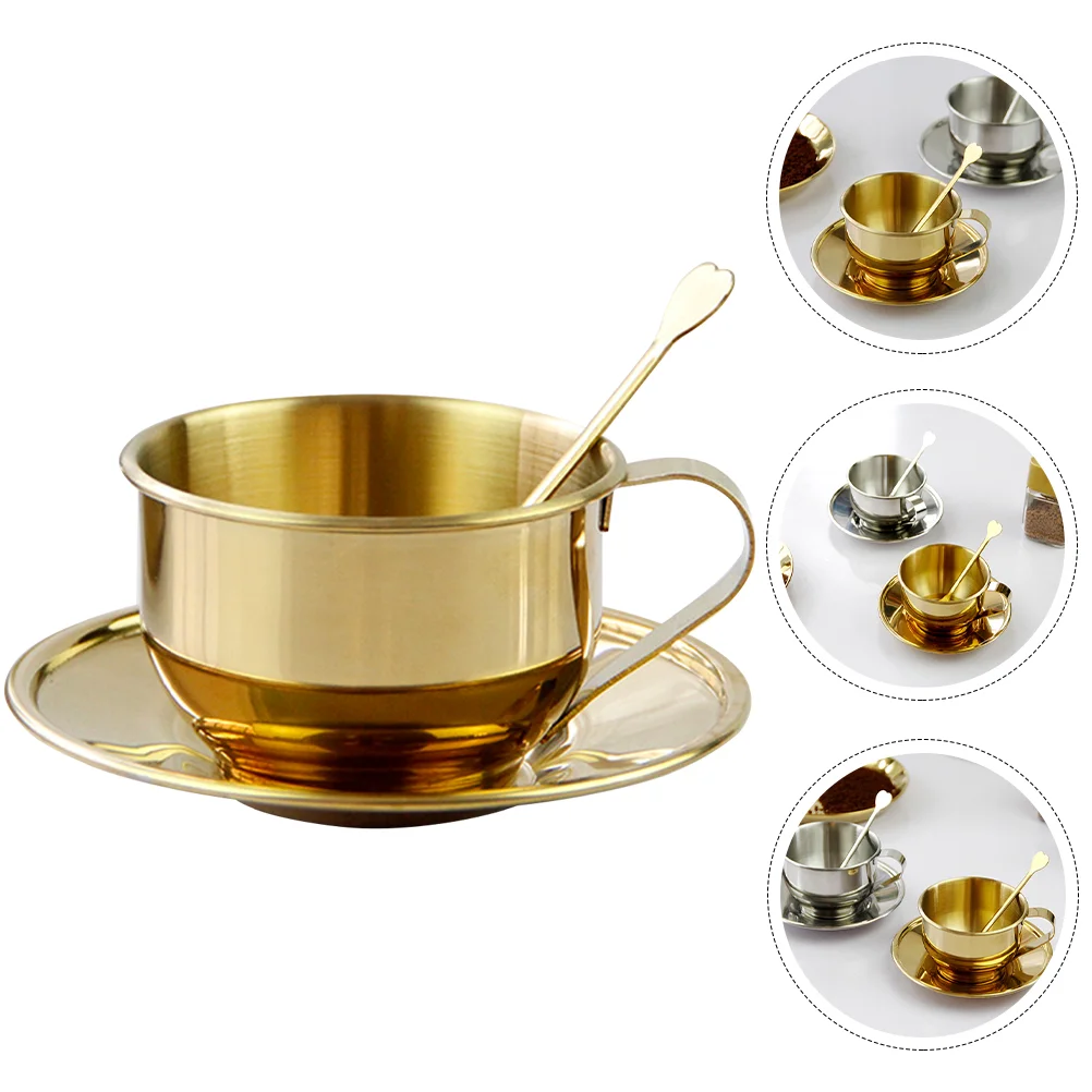 

Cup Coffee Tea Cups Set Mug Saucer Saucers Metal Mugs Latte Cappuccino Espresso Exquisite China Luxury Stainless Creative