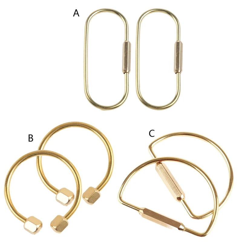 

2x Durable Brass Screw Lock Keychain Simple Brass for KEY Chain for KEY Holders