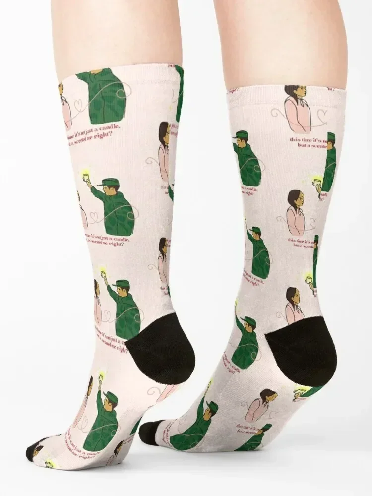 Сцена свечи от CLOY k-drama Crash Landing Gift Yoon Seri Ri Jeong Hyeok Love Drawing Line Art Socks