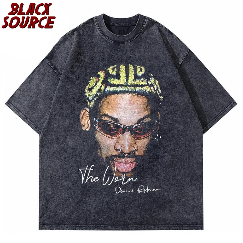 

Футболка мужская состаренная с принтом в стиле хип-хоп