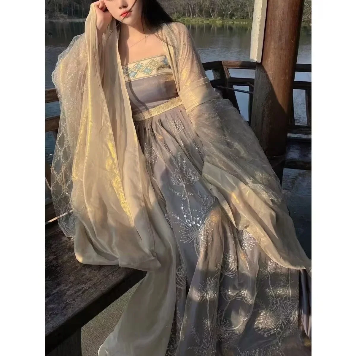 Обновленная юбка Hezi платье династии Тан ханьфу Женская одежда для косплея