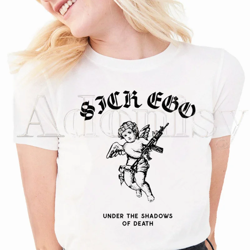 

Angel Summer New 90 's Short Sleeve Print Clothing Women's T-Shirt Harajuku Graphic Clothing