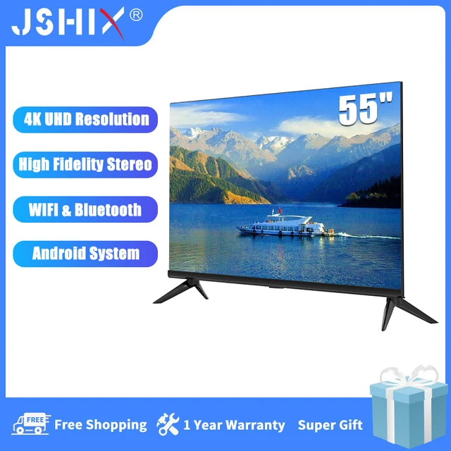 JSHIX 55 дюймов 4K UHD Android система Smart TV Wifi BT стерео двойные динамики ультратонкий Узкий край LED лучшая спальня гостиная телевизор 1