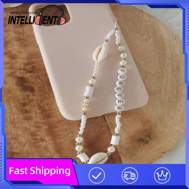 

Practical Simple Shell Beautiful Mobile Phone Letters Fashion Lanyard Mobile Phone Periphery Portable Five-pointed Star Pearl