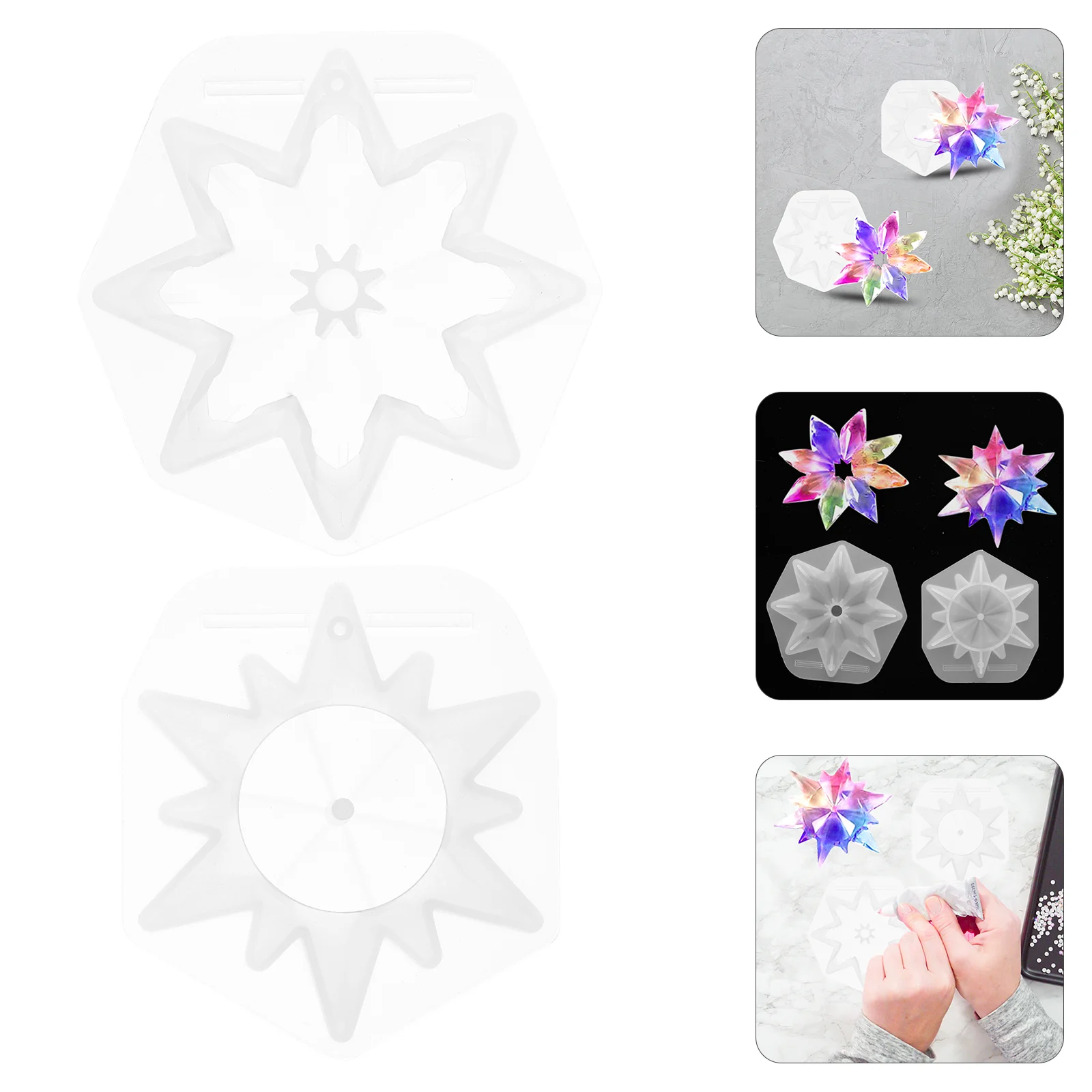 

2Pcs Epoxy Silicone Mold Christmas Snowflake Shape Silicone Mold DIY Crafts Making Mold