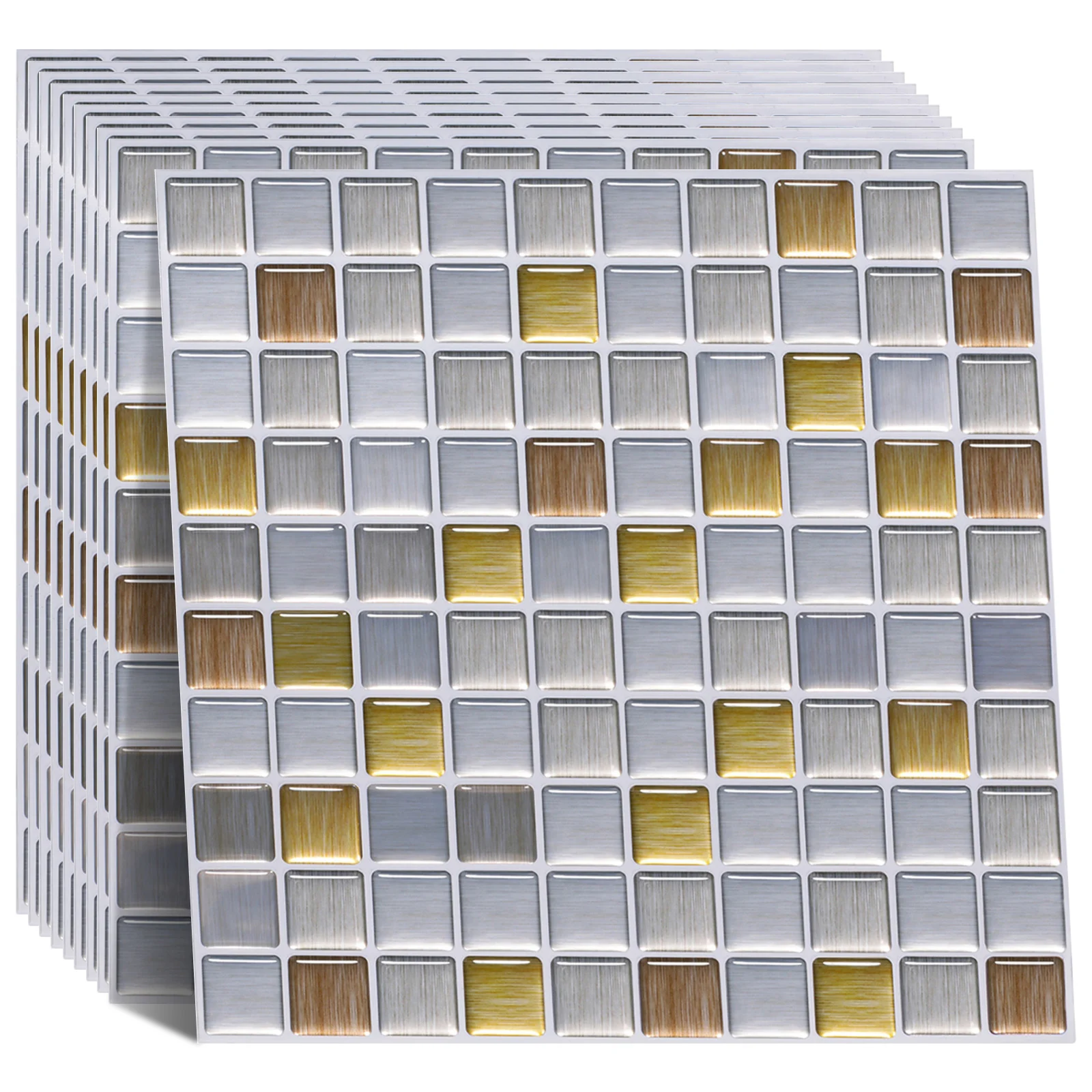 

Hot Sale Room Decor Square Wall Stickers 3D Brick Waterproof Vinyl Wall Tiles DIY Kitchen Mosaic Wallpaper --10 Sheets