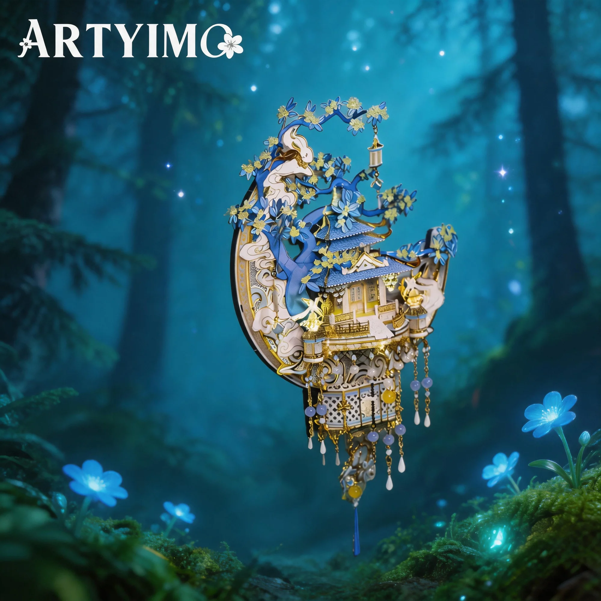 Фото ARTYIMO Магнит на холодильник «Лунный дворец», 3D металлический пазл, набор для самостоятельной сборки, головоломка, украшение для стола, подарок на Рождество, Хэллоуин, день рождения №5