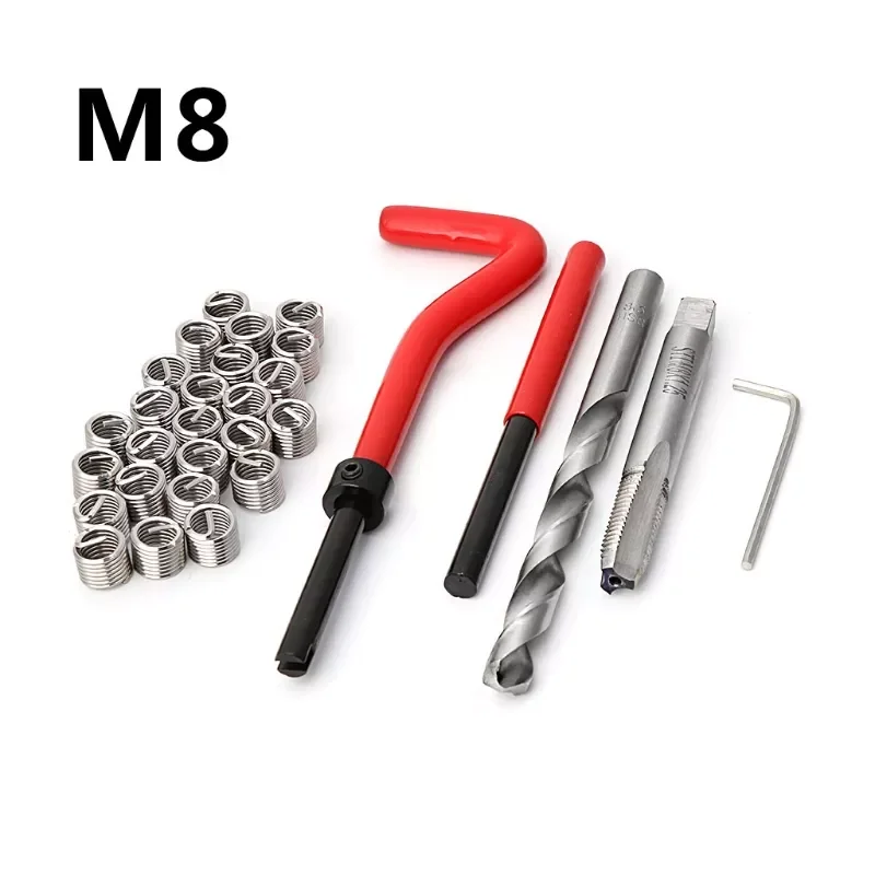 

M8 Car Pro Coil Drill Tool Metric Thread Repair Insert 30pcs Kit for Helicoil Car Repair Tools Coarse Crowbar