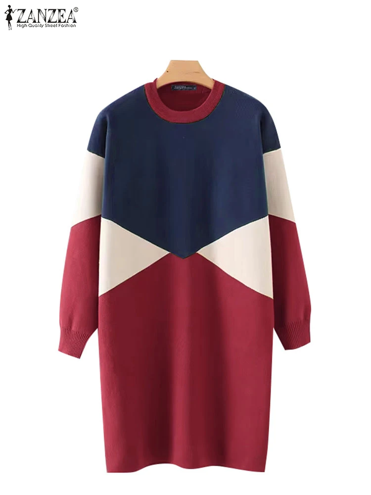 ZANZEA евро-американские платья с длинными рукавами женские повседневные цветные