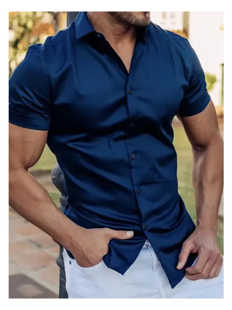 

Classic Bright Short Sleeve Shirt for Men Formal Business Office Short Sleeve Shirt for Men High Quality Classic Basic Shirt Men