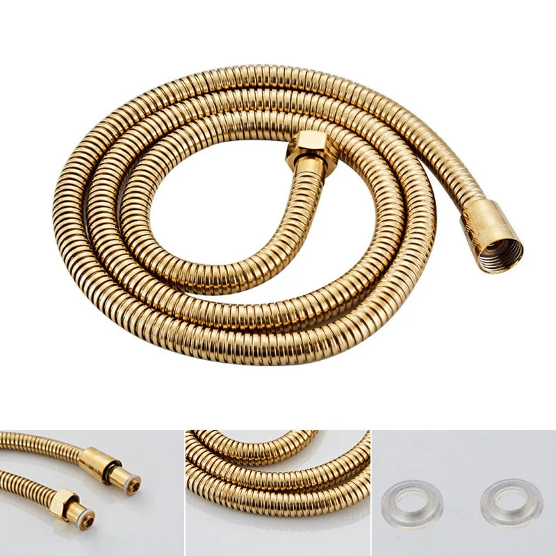 1.5m Stainless Steel Black Shower Hose Water Pipe Bathroom Toilet Bidet Plumbing Tube G1/2 Connector Chrome Brushed Gold Grey - купить по