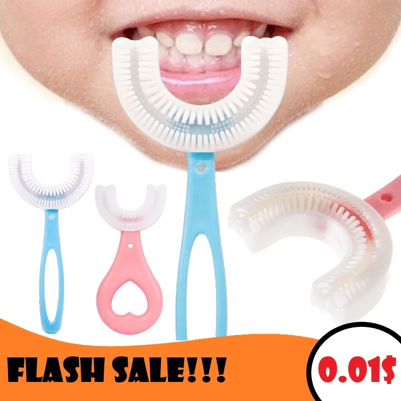 

Baby Toothbrush Children 360 Degree U-shaped Child Toothbrush Teethers Soft Silicone Baby Brush Kids Teeth Oral Care Cleaning