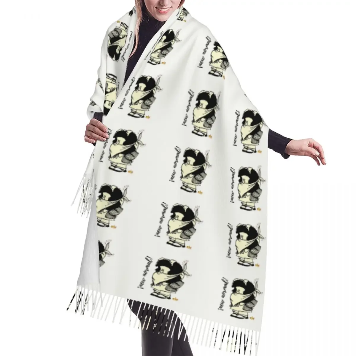 Стильная зимняя Осенняя теплая шаль Quino Mafalda женский шарф с кисточками Женская