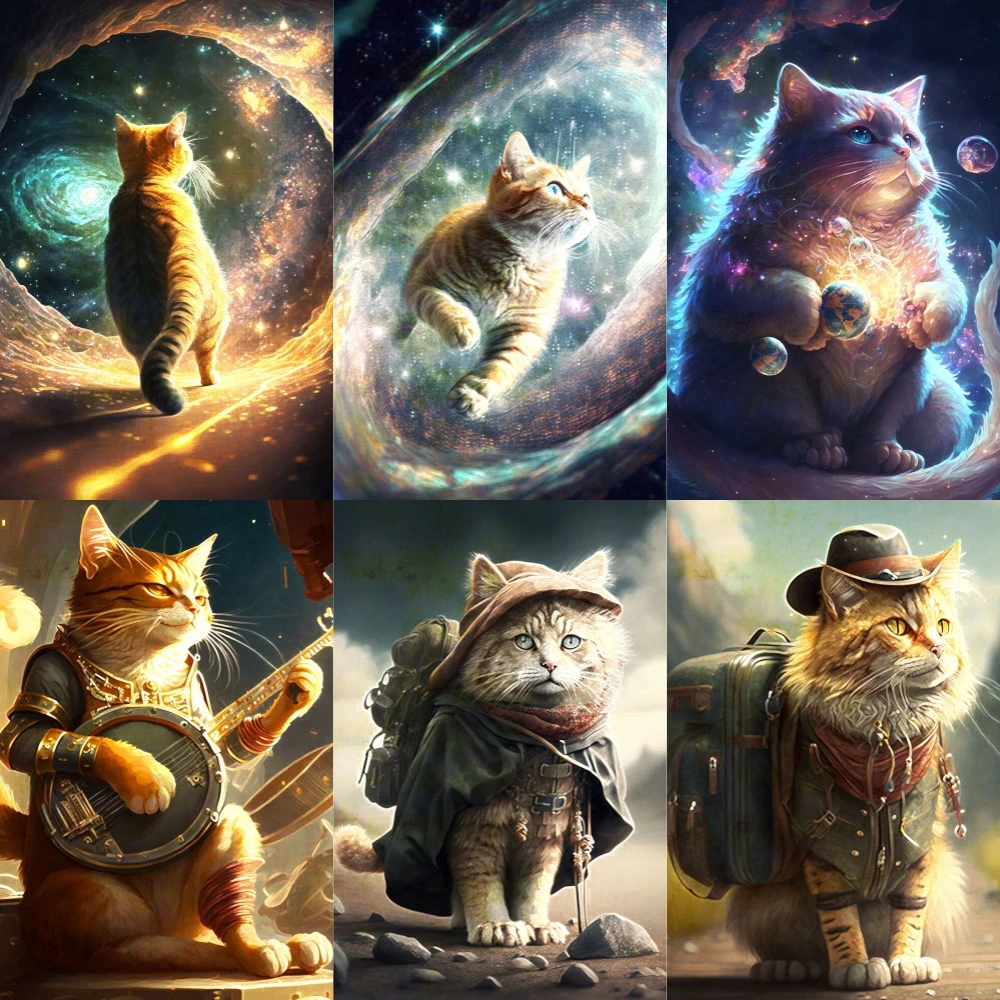 

5D Мультяшные животные, алмазная живопись, кот мечты, милая светящаяся полная искусственная мозаика, вышивка крестиком, набор для домашнего декора, подарки