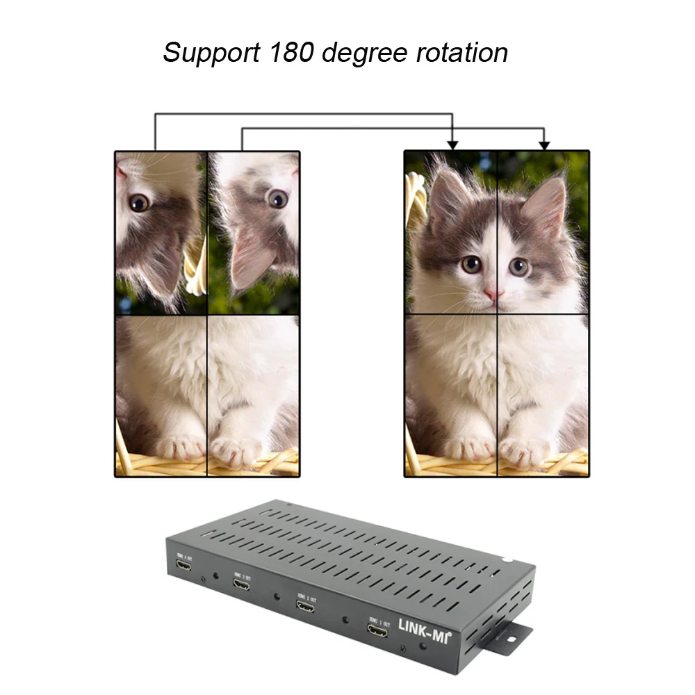 Фото Вертикальный настенный видеоконтроллер LINK-MI 1x4, 2x2, 1x2, 1x3, 2x1, Автоматическое вращение на 90 градусов для вертикальных дисплеев, входы HDMI, VGA, AV, ... №4
