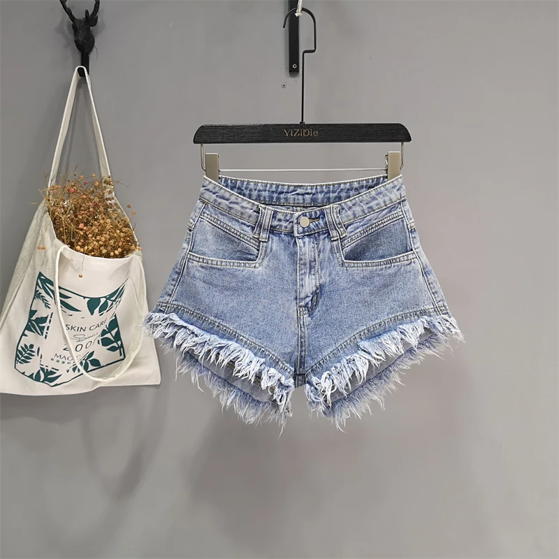 White A-line Casual Jeans Short Boort Pants  2023 Summer New Women's Clothing Trendy Style All-Match Ins Wide-Leg Denim Shorts