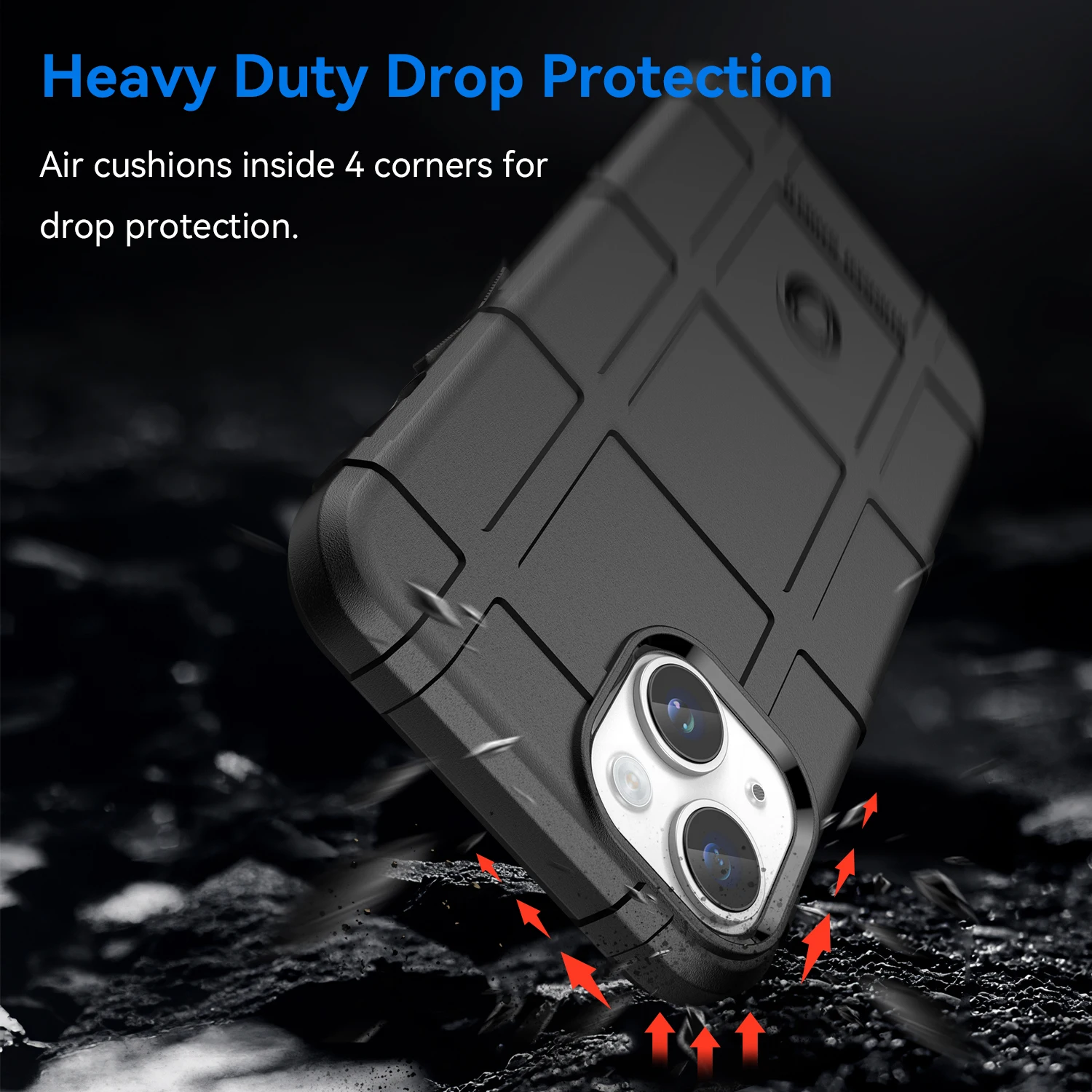Black Rugged Shield Shockproof Armor Case For iPhone 14 Plus Protection Case Back Cover