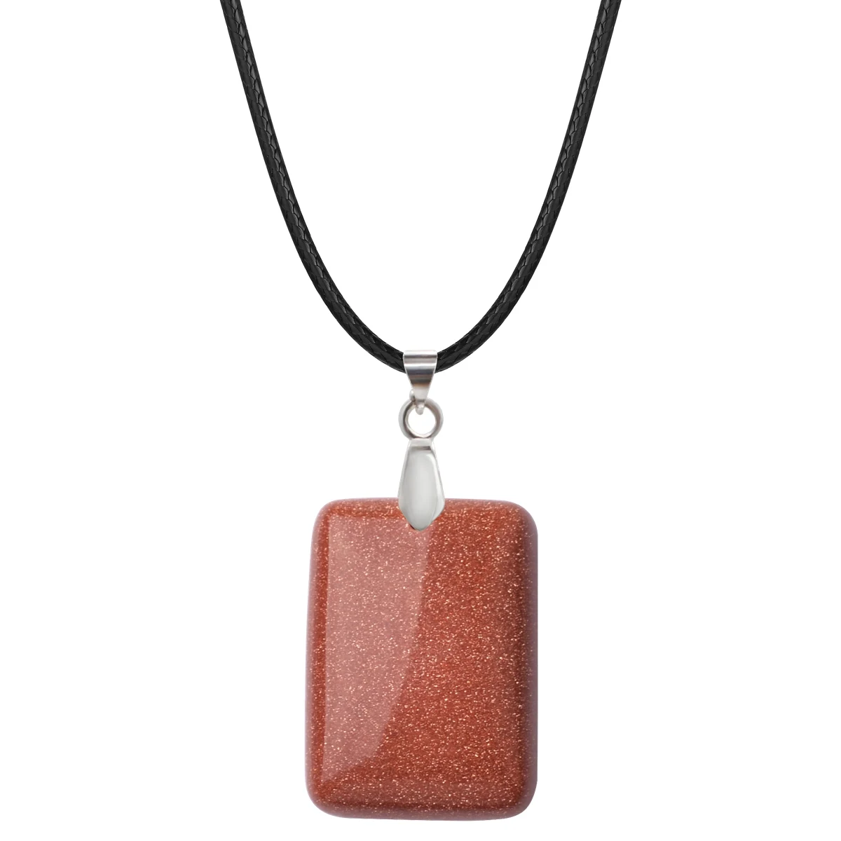

Red Goldstone 30X40MM Rectangle Pendant Necklace Healing Chakra Crystal Spiritual Choker Charms Jewelry for Women Girls