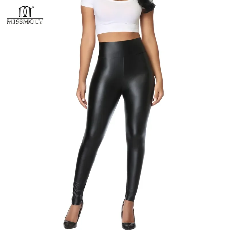 

Women Faux Leather Leggings Waterproof Sexy PU Leather Legging Stretchy Push Up Black Legins Women Fitness Elastic Skinny Pants