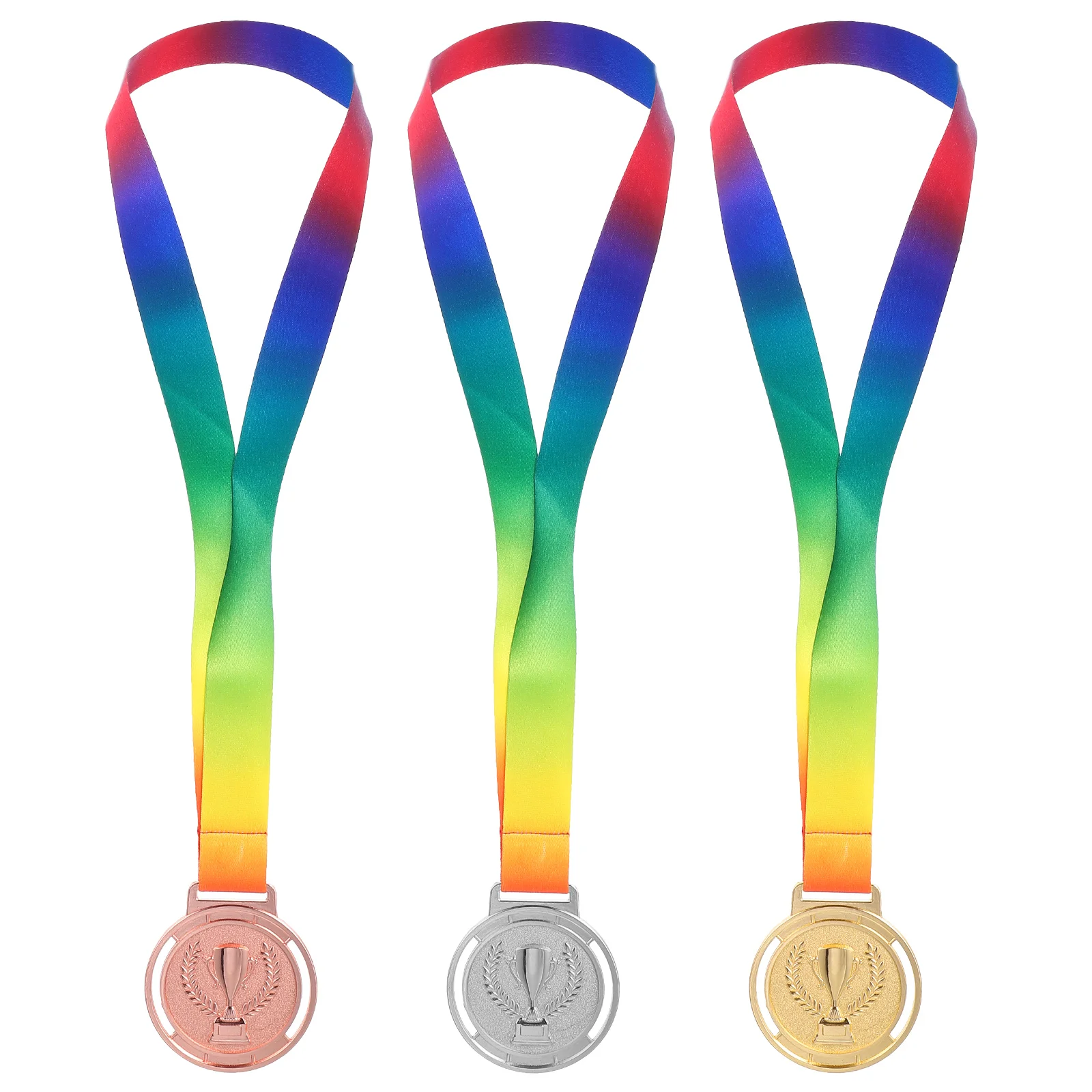 

3pcs Trophy Pattern Medal Gold Silver Bronze Medals Hanging Medal Awards Medals