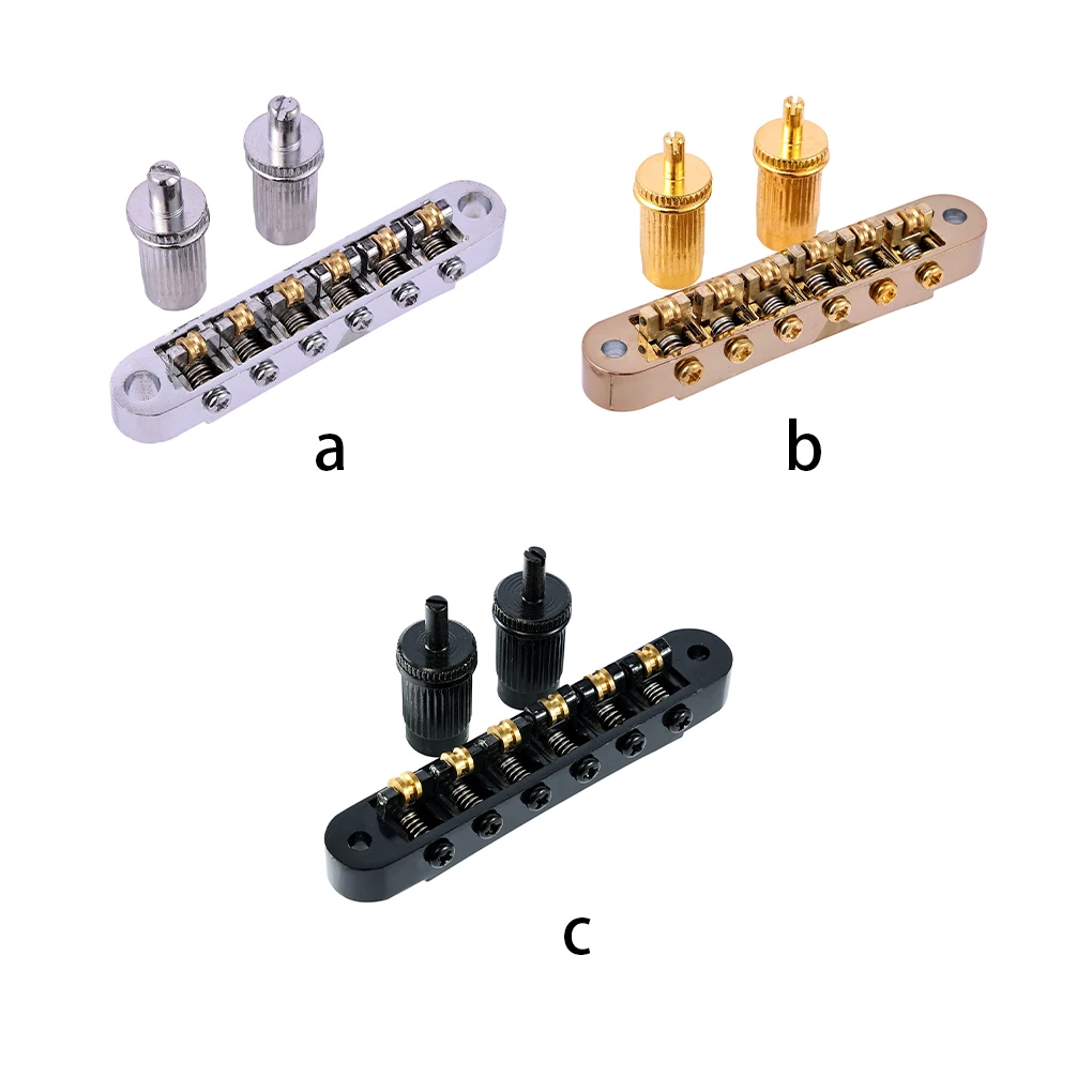 

Guitar Roller Saddle Bridge with Post Hole Replacement Set 2 Matching Studs Lock Tail-Piece Tailpiece for Guitars