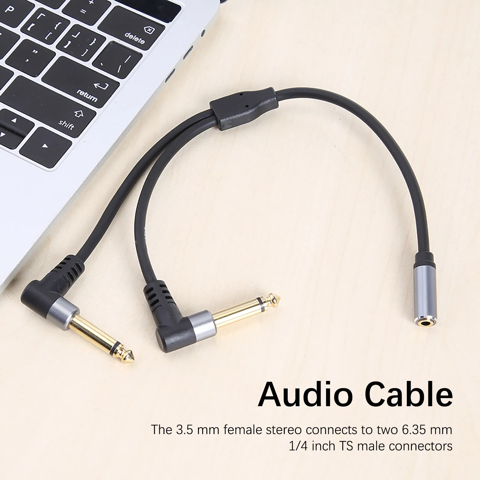 

0.3 M 3.5mm to Dual 6.35mm Adapter Jack Audio Cable Double 6.35mm Male Mono Jack to Stereo 3.5mm Jack AUX Cord Accessories