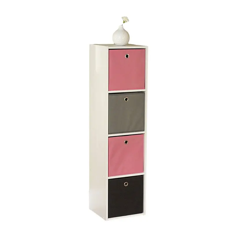

Utility Bookshelf, 4-Tier with Fabric Bins, Multiple Colors