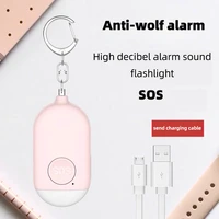womens keychain with sos led light self defense alarm security alarm 130db rechargeable women security keychain alarm