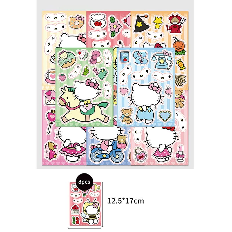 8 шт. Sanrio креативные рождественские наклейки Hello Kitty детские игрушки забавные