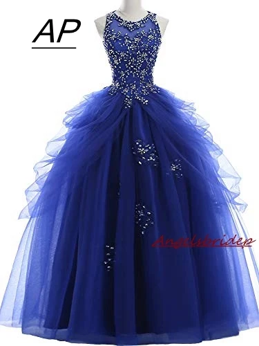 

ANGELSBRIDEP Royal Blue Ball Gown Quinceanera Dresses Sweet 15 Party Back Corset Lace-up Beads Celebrity Birthday Debutante Gown