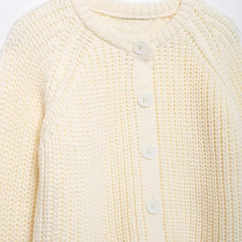 Осенние мягкие вязаные кардиганы 2024 новые женские ретро свободные с круглым